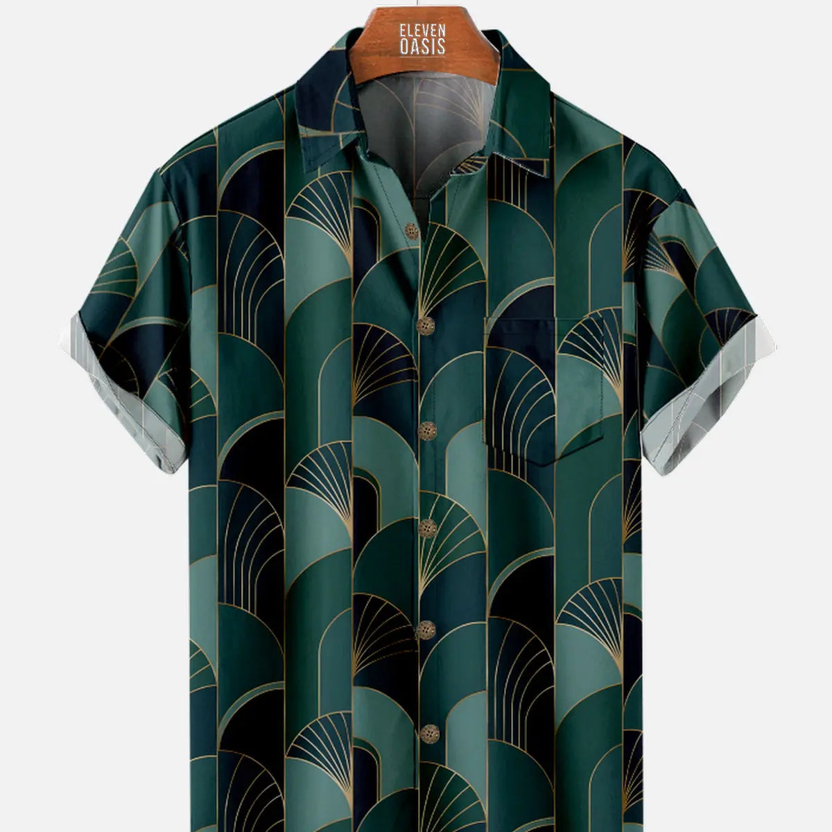 Men's Green Art Deco Great Gatsby Inspired Short Sleeve Shirt, mens short sleeve shirts?????¨¬?o?big and tall mens shirts?????¨¬?o?short sleeve shirts for men?????¨¬?o?mens 4xl shirts?????¨¬?o?casual short sleeve shirts