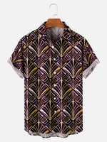 Men's Art Deco Great Gatsby Golden Pattern Short Sleeve Shirt, mens short sleeve shirts???¨¬o?big and tall mens shirts???¨¬o?short sleeve shirts for men???¨¬o?mens 4xl shirts???¨¬o?casual short sleeve shirts