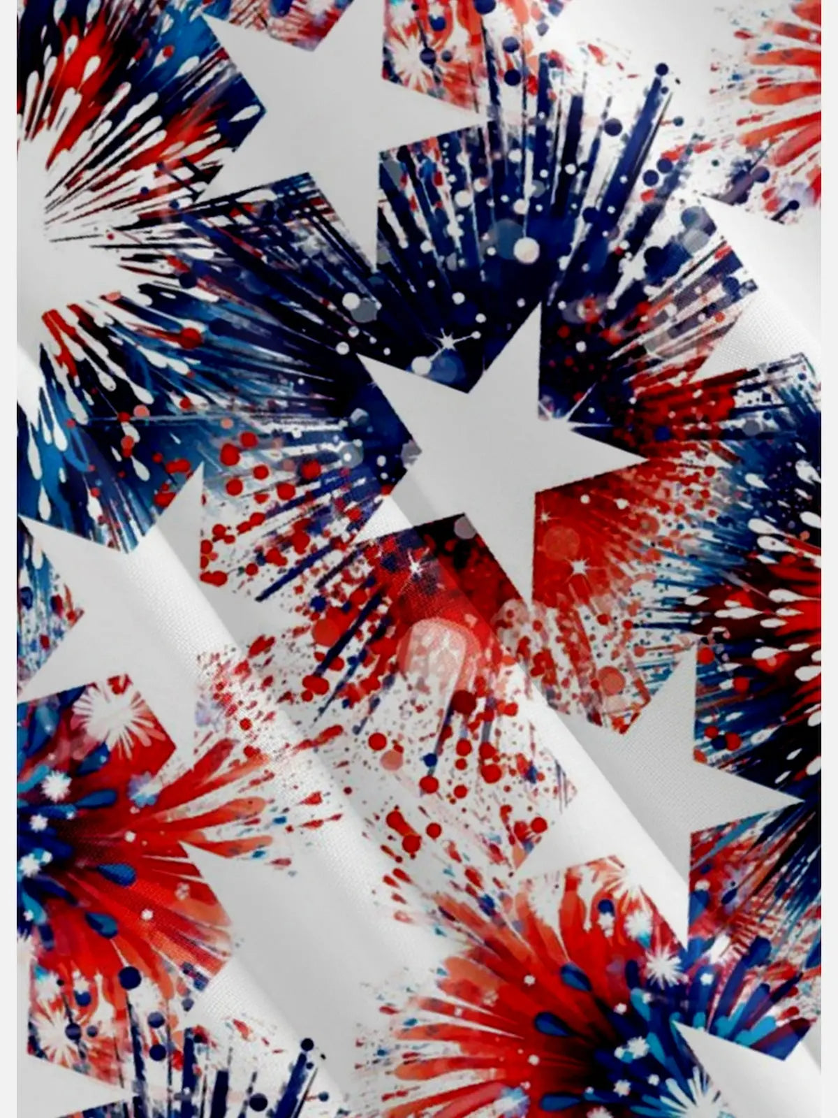 Men's Blue and White Fireworks with Stars Short Sleeve Shirt, mens short sleeve shirts???????¡§???o?big and tall mens shirts???????¡§???o?short sleeve shirts for men???????¡§???o?mens 4xl shirts???????¡§???o?casual short sleeve shirts