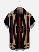 Men's Western Aztec Print Front Design Short Sleeve Shirt, mens short sleeve shirts?¨º?big and tall mens shirts?¨º?short sleeve shirts for men?¨º?mens 4xl shirts?¨º?casual short sleeve shirts
