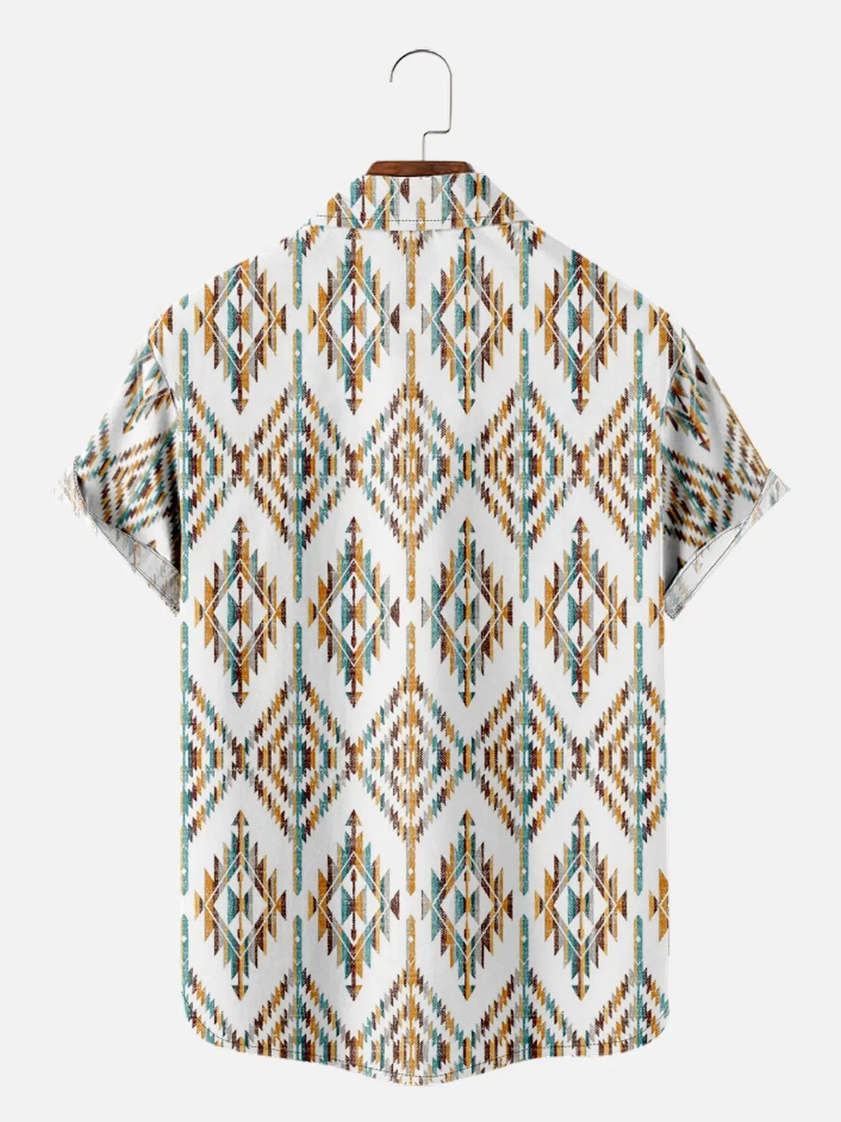 Men's Southwestern Diamond Pattern Short Sleeve Shirt ElevenOasis