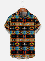Men's Bright Western Aztec Print Short Sleeve Shirt, mens short sleeve shirts?¡§o?big and tall mens shirts?¡§o?short sleeve shirts for men?¡§o?mens 4xl shirts?¡§o?casual short sleeve shirts