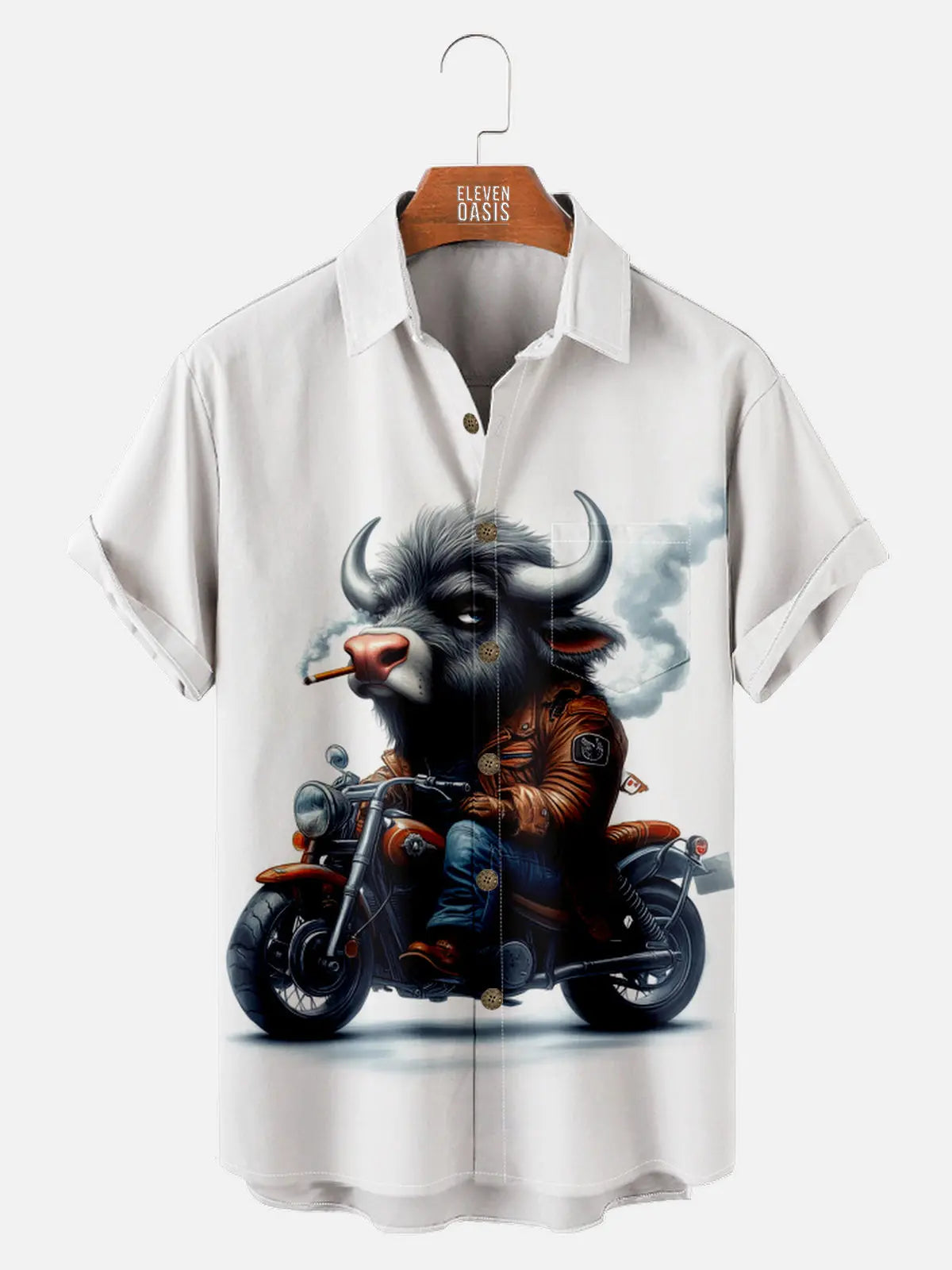 Men's Buffalo Riding a Motorcycle Short Sleeve Shirt, mens short sleeve shirts?¡§o?big and tall mens shirts?¡§o?short sleeve shirts for men?¡§o?mens 4xl shirts?¡§o?casual short sleeve shirts