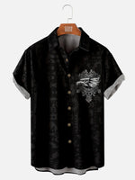 Men's Western Aztec Print Eagle Chest Badge Short Sleeve Shirt, mens short sleeve shirts??¡ìo?big and tall mens shirts??¡ìo?short sleeve shirts for men??¡ìo?mens 4xl shirts??¡ìo?casual short sleeve shirts
