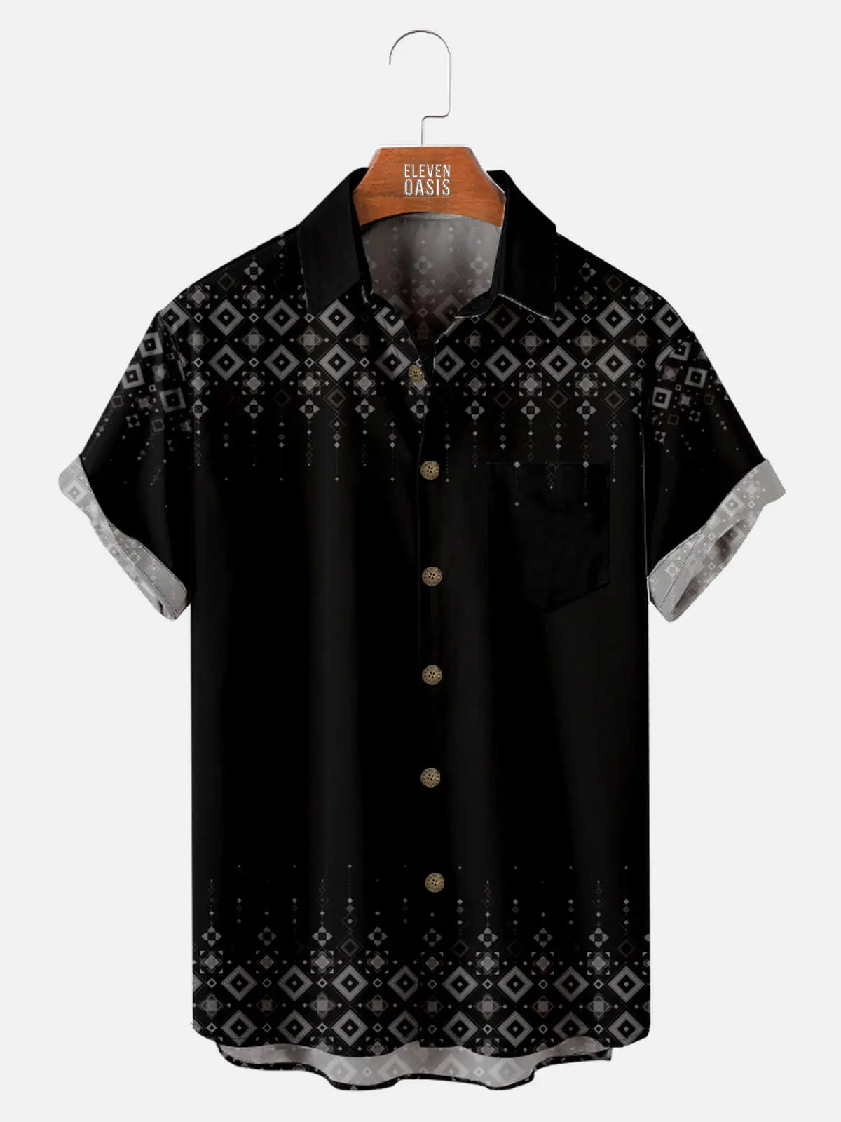 Men's Fading Subtle Aztec Print Short Sleeve Shirt, mens short sleeve shirts?¡§o?big and tall mens shirts?¡§o?short sleeve shirts for men?¡§o?mens 4xl shirts?¡§o?casual short sleeve shirts