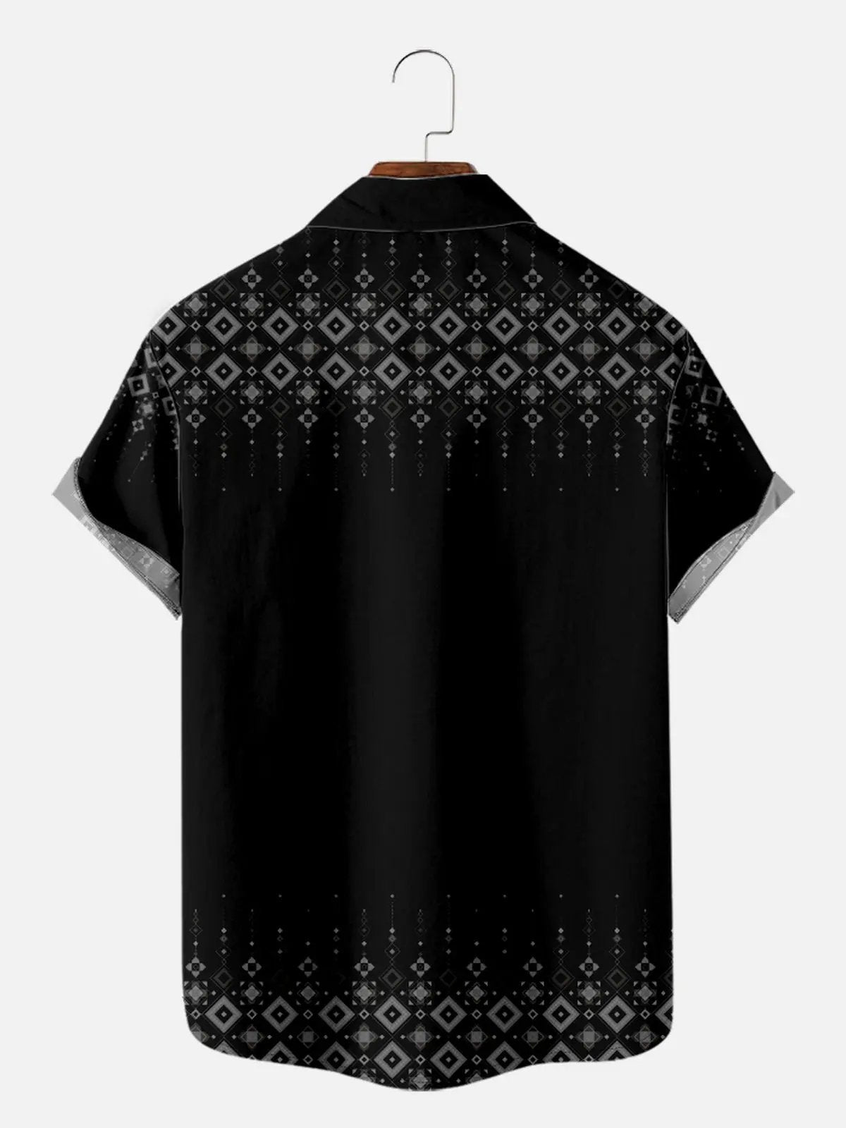 Men's Gradient Geometric Border Short Sleeve Shirt ElevenOasis