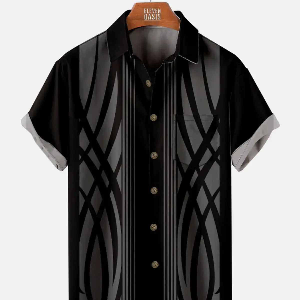 Men's Pinstripe Inspired Hot Rod Basic Every Day Short Sleeve Shirt ElevenOasis