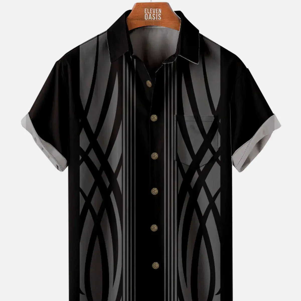 Tall Men's Pinstripe Inspired Hot Rod Basic Every Day Short Sleeve Shirt Eleven Oasis