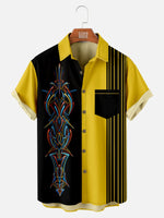 Men's Classic Hot Rod Pinstripe Panel Short Sleeve Shirt Eleven Oasis