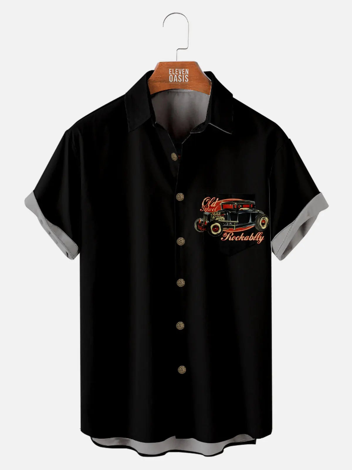 Tall Men's Hot Rod Rockabilly Short Sleeve Shirt Eleven Oasis