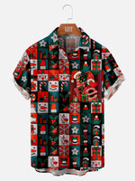 Men's LOVE Christmas on Chest With Patch Pattern Short Sleeve Shirt Eleven Oasis