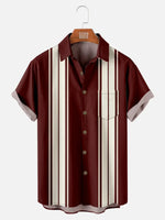 Men's Classic Striped Bowling Short Sleeve Shirt Eleven Oasis