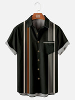 Men's Vertical Stripe Casual Short Sleeve Shirt Eleven Oasis