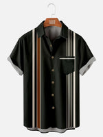 Men's Vertical Stripe Casual Short Sleeve Shirt Eleven Oasis