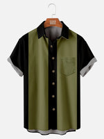 Men's Classic Color-Block Bowling Short Sleeve Shirt ElevenOasis