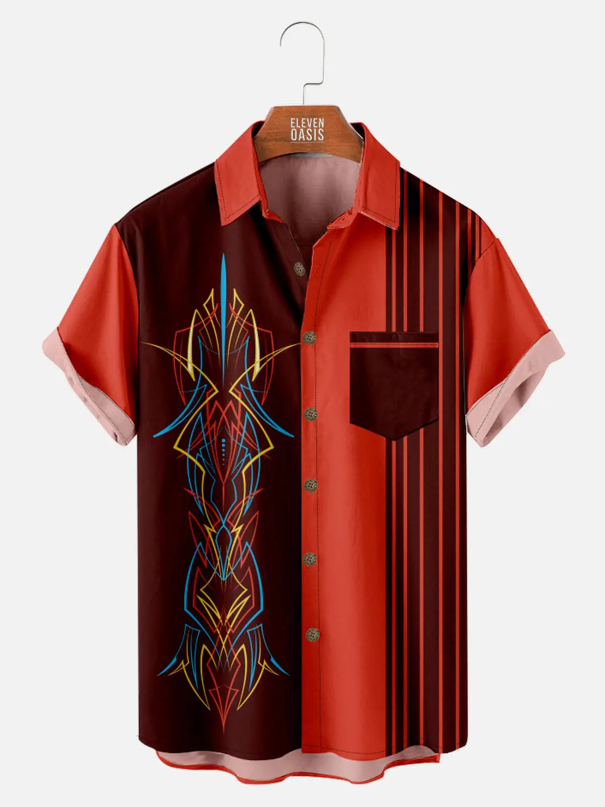 Vintage Car Stripe Short Sleeve Shirt ElevenOasis