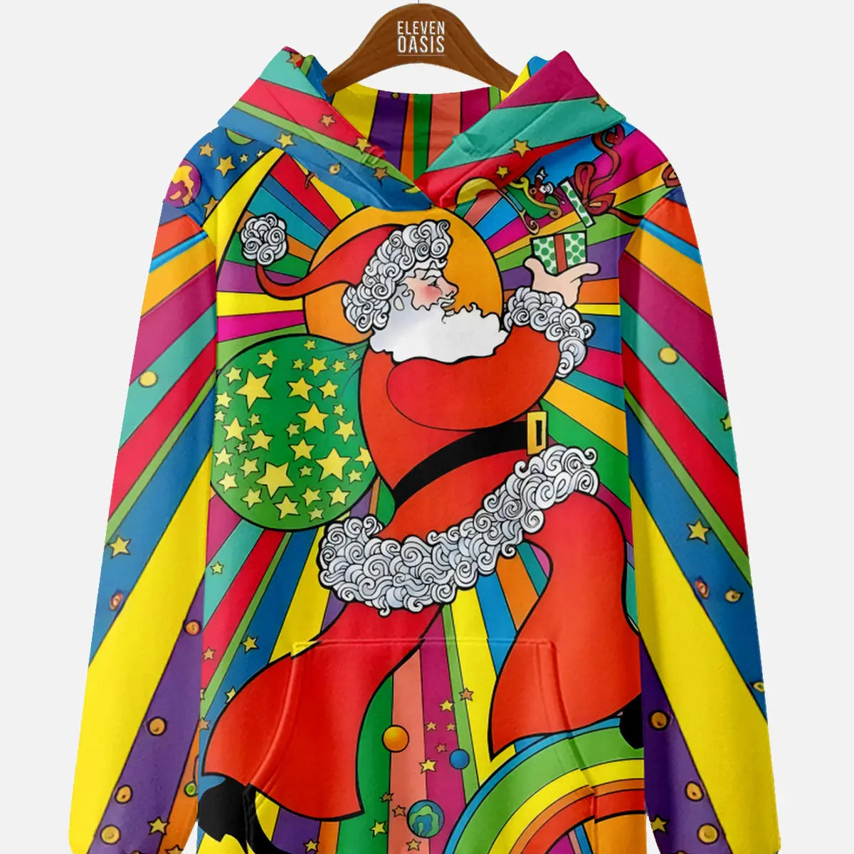 Men's Colorful Santa Claus Hoodie Sweatshirt Eleven Oasis