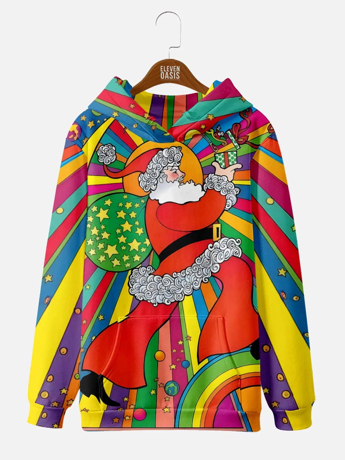 Men's Colorful Santa Claus Hoodie Sweatshirt Eleven Oasis