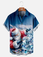 Men's Christmas Santa Ice Sculpture Short Sleeve Shirt Eleven Oasis