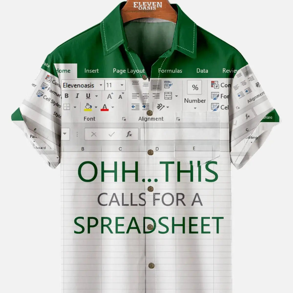 Men's Office Humor Excel Spreadsheet Short Sleeve Shirt ElevenOasis