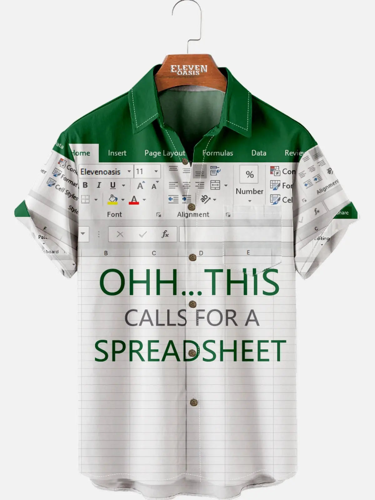 Men's Office Humor Excel Spreadsheet Short Sleeve Shirt ElevenOasis