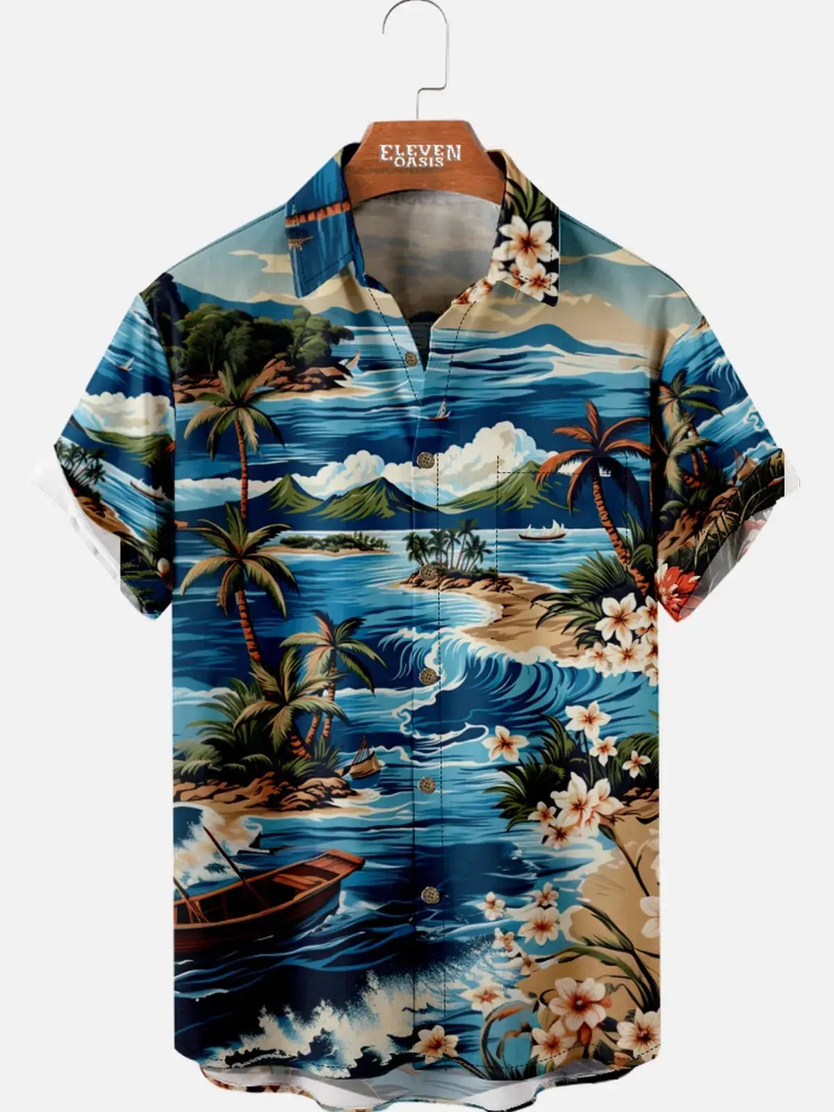 Men's Island Paradise Hawaiian Short Sleeve Shirt Eleven Oasis