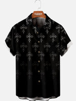 Men's Victorian Cross Pattern Short Sleeve Shirt Eleven Oasis