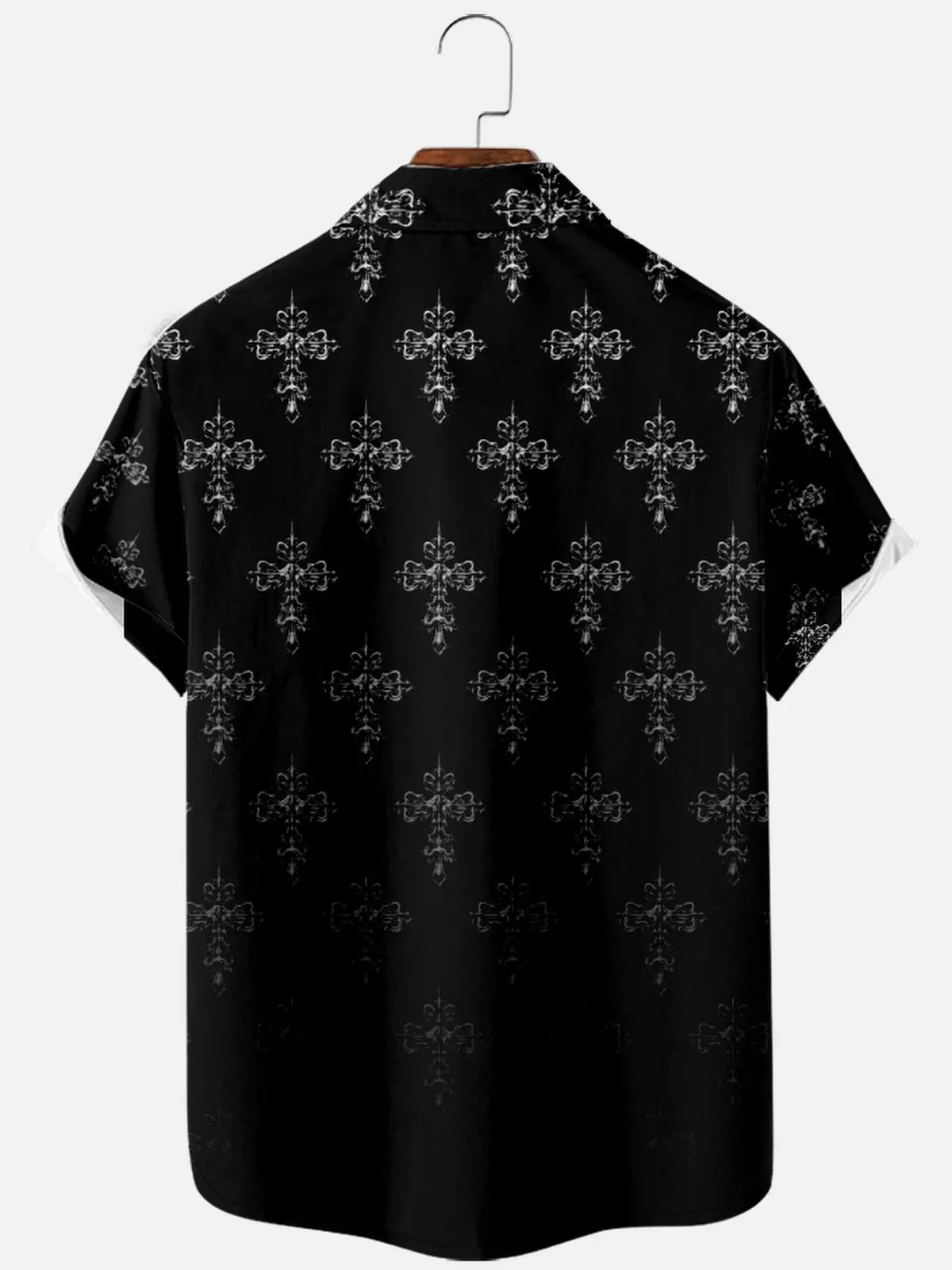 Men's Victorian Cross Pattern Short Sleeve Shirt Eleven Oasis