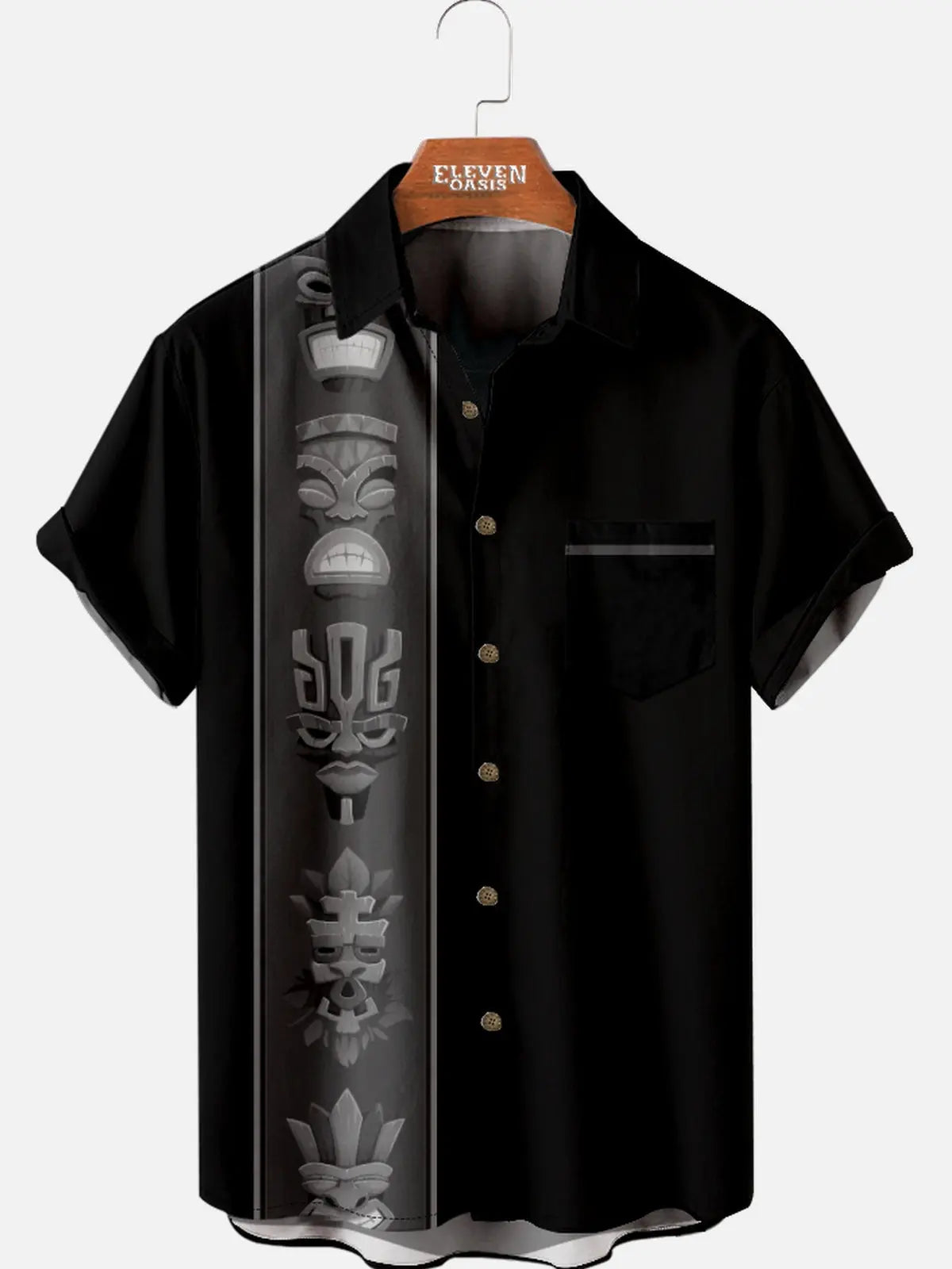 Men's Tiki Totem Pole Short Sleeve Shirt ElevenOasis