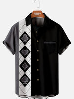 Men's Playing Card Suits Diamond Pattern Short Sleeve Shirt Eleven Oasis