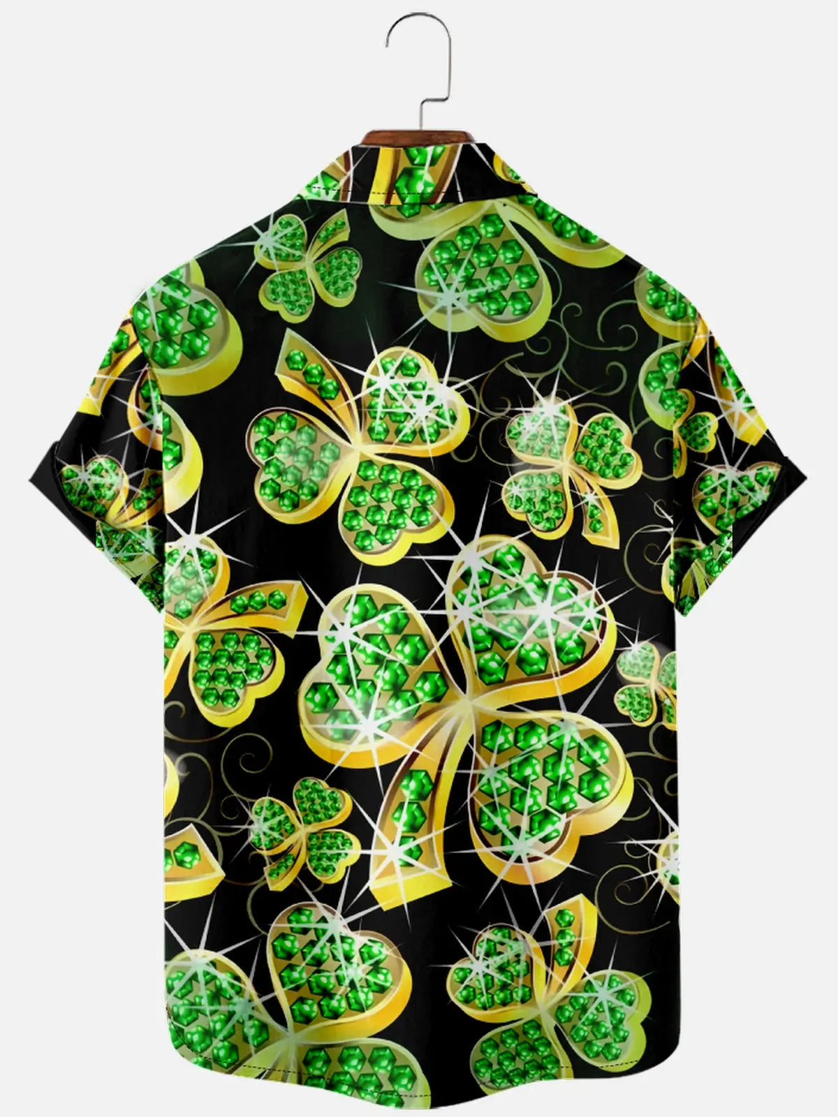 Men's Jewel Shamrock St. Patrick's Day Short Sleeve Shirt Eleven Oasis