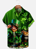 Men's Lucky Leprechaun Party Short Sleeve Shirt ElevenOasis