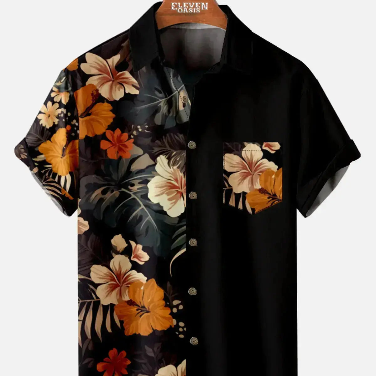 Men's Hawaii Retro Tropical Flora Short Sleeve Shirt ElevenOasis