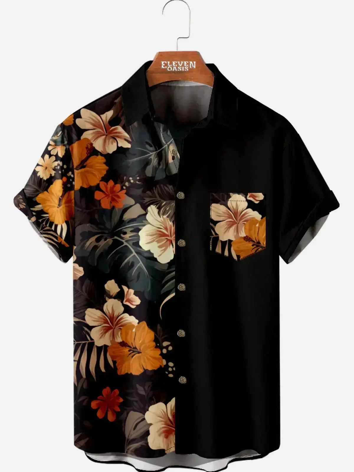 Men's Hawaii Retro Tropical Flora Short Sleeve Shirt ElevenOasis