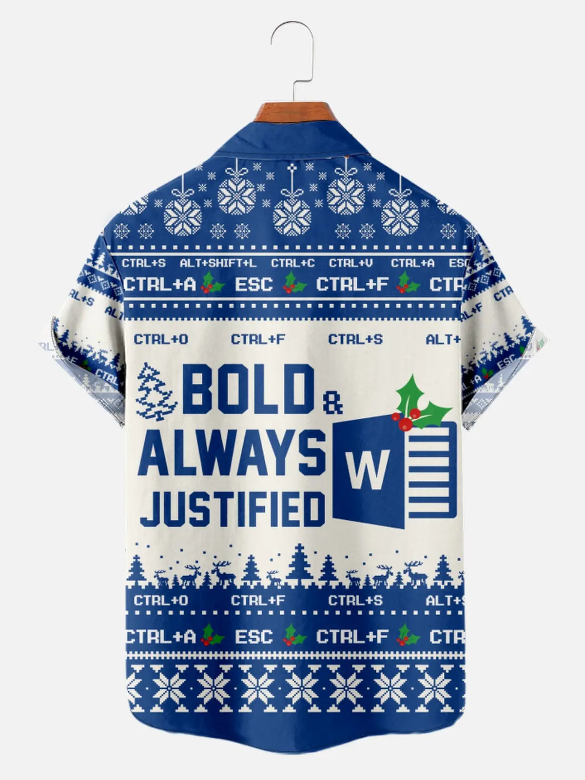Men's Bold and Justified Microsoft Word Christmas Short Sleeve Shirt Eleven Oasis