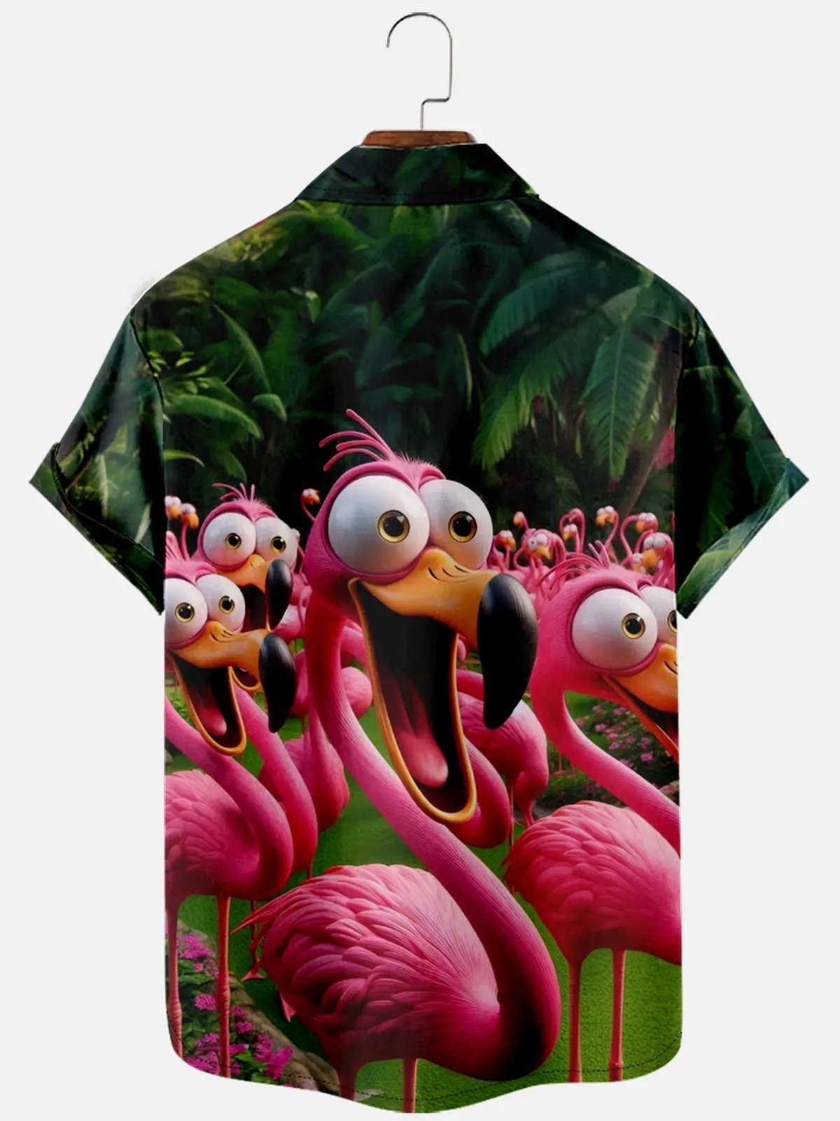 Tall Men's Vacation Flamingo Short Sleeve Shirt ElevenOasis