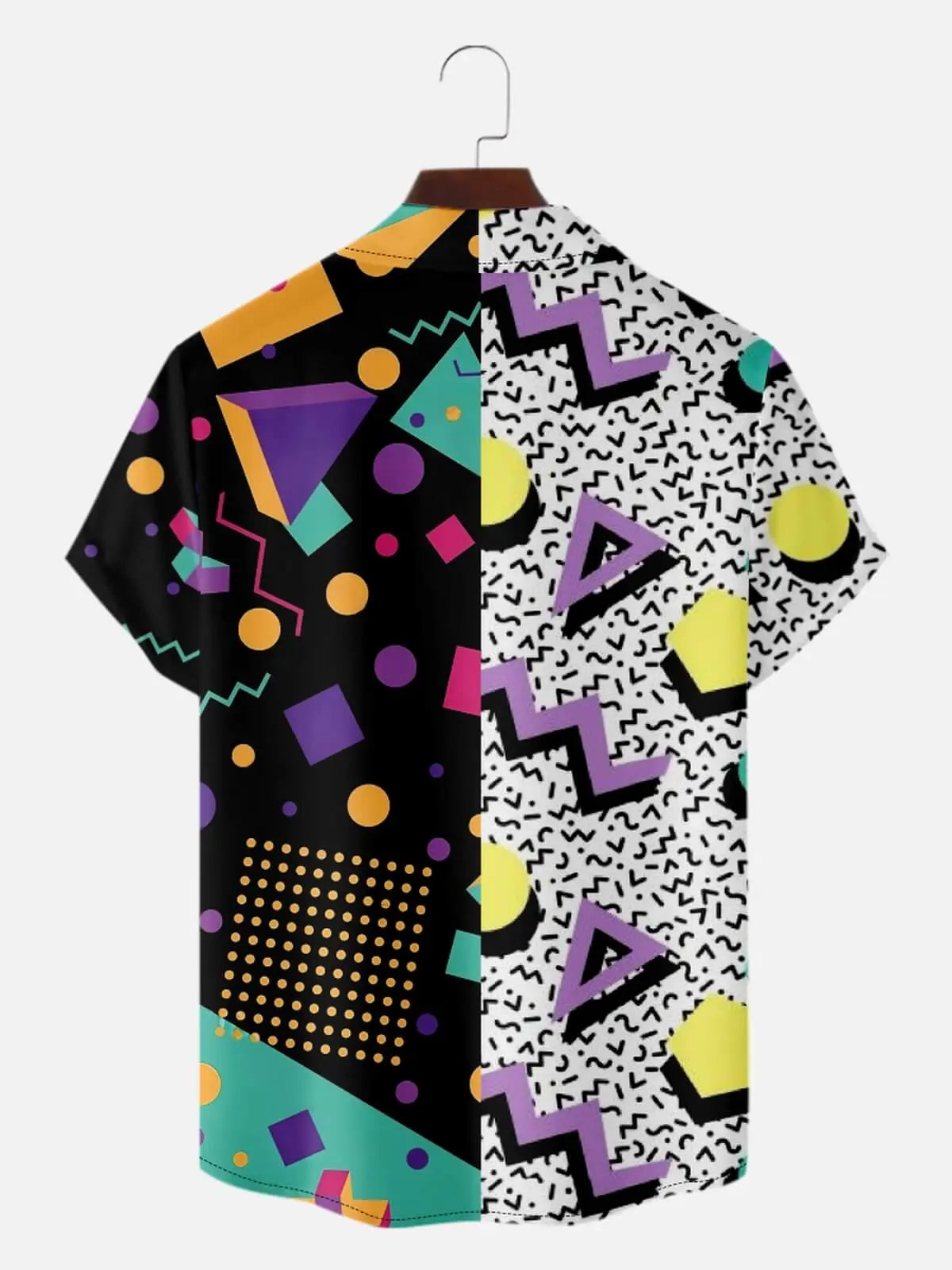 Men's Memphis Group Split Design Short Sleeve Shirt Eleven Oasis