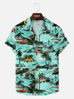 Men's Beachside Cruiser Palm Hawaiian Short Sleeve Shirt Eleven Oasis