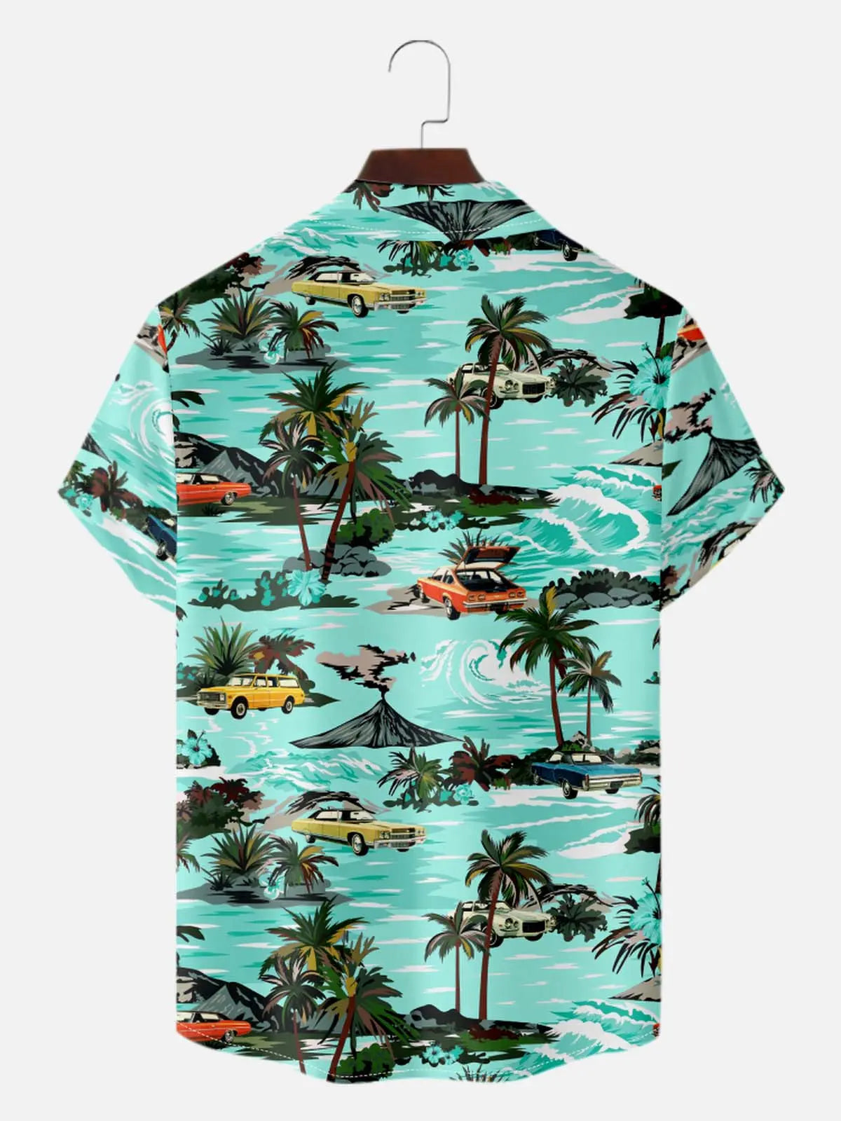 Men's Beachside Cruiser Palm Hawaiian Short Sleeve Shirt Eleven Oasis