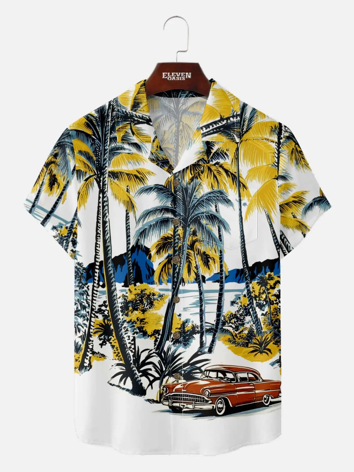 Men's Classic Car Palm Beach Hawaiian Short Sleeve Shirt Eleven Oasis