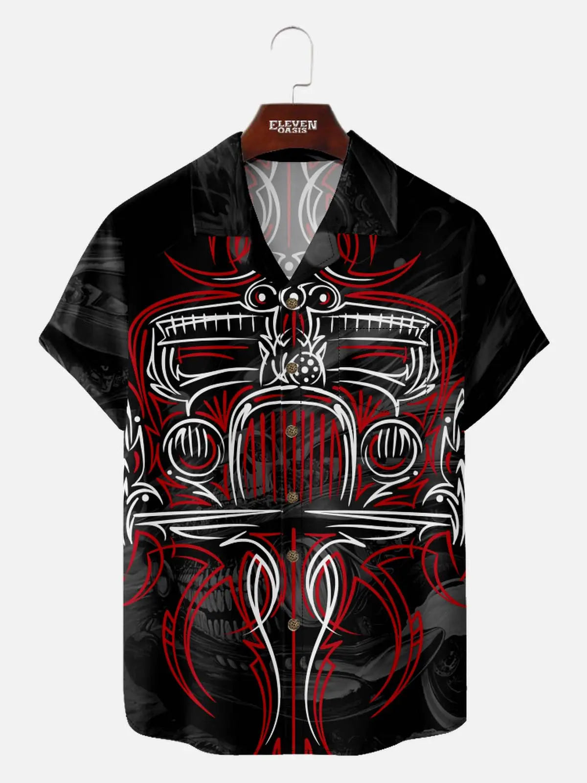 Men's Hot Rod Pinstripe Art Short Sleeve Shirt Eleven Oasis