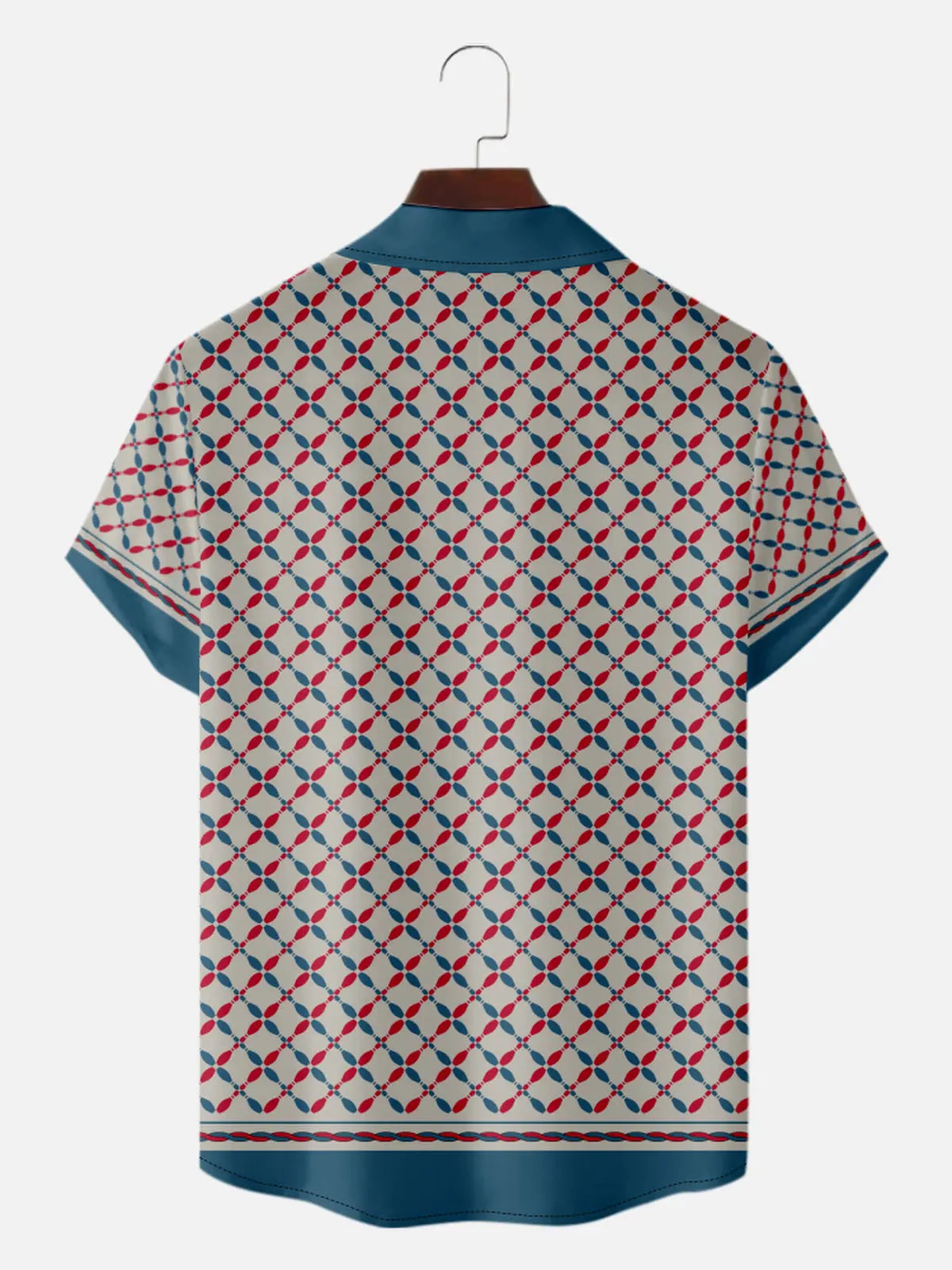 Men's Retro Geometric Bowling Camp Collar Short Sleeve Shirt Eleven Oasis