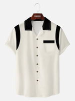 Men's Bowling Club Color-Block Camp Collar Short Sleeve Shirt Eleven Oasis