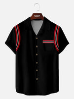 Men's Racing Stripe Bowling Camp Collar Short Sleeve Shirt Eleven Oasis