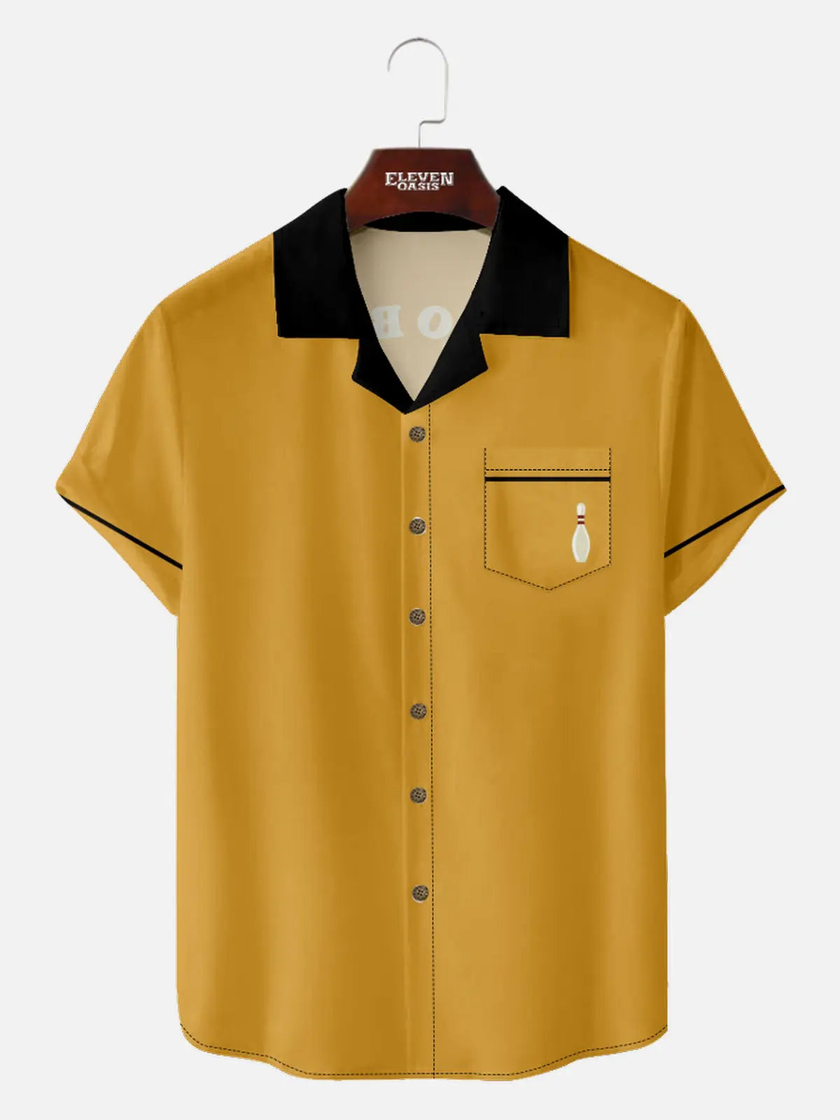 Men's Let's Go Bowling Open Frames Camp Collar Short Sleeve Shirt Eleven Oasis