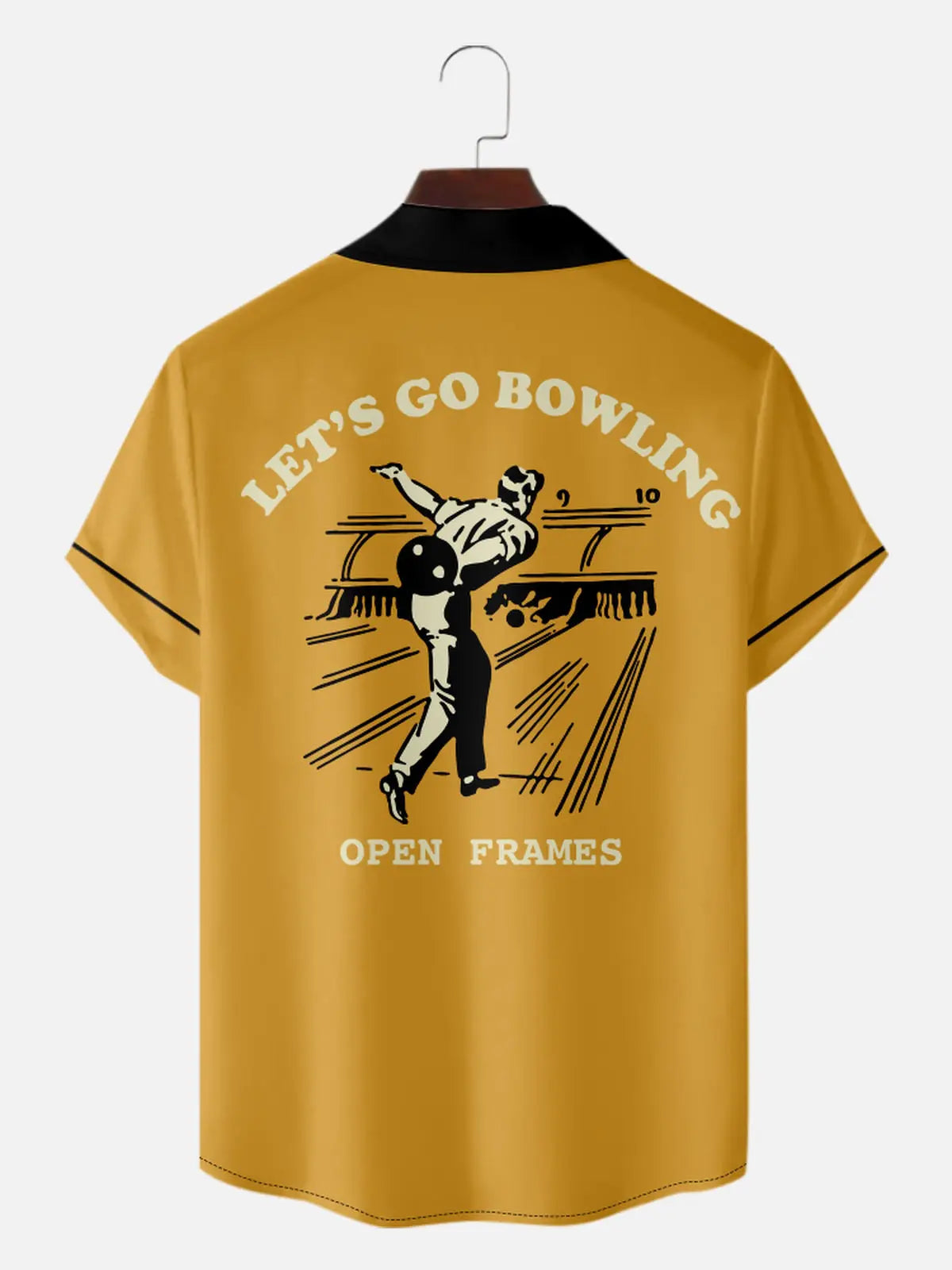 Men's Let's Go Bowling Open Frames Camp Collar Short Sleeve Shirt Eleven Oasis