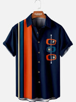 Casual Art Collection Geometric Stripes Color Block Bowling Shirt ElevenOasis