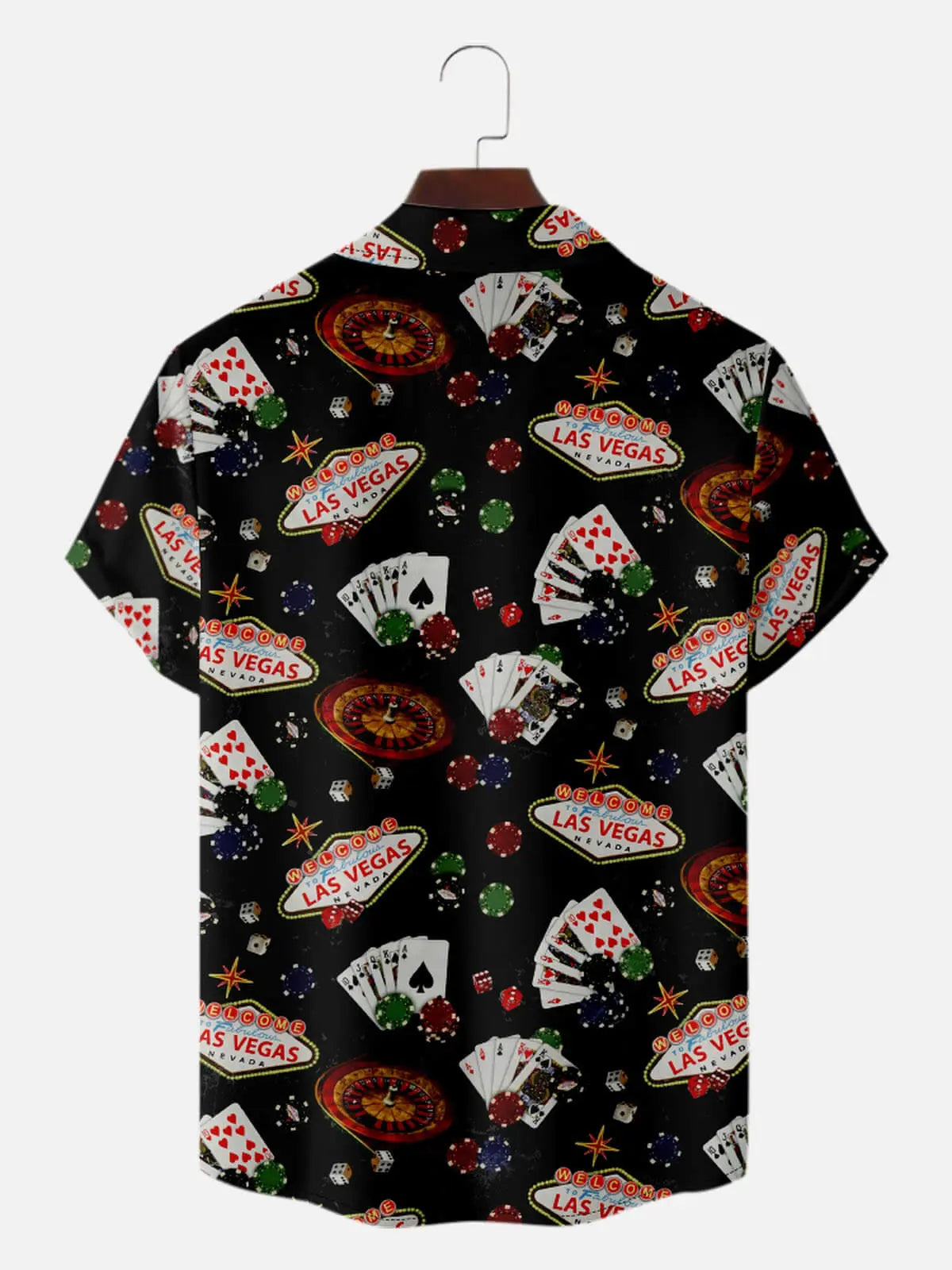 Men's Playing Cards Camp Collar Short Sleeve Shirt Welcome to Las Vegas Game Heaven Eleven Oasis