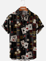 Tall Men's Casino Grid Pattern Short Sleeve Shirt Eleven Oasis