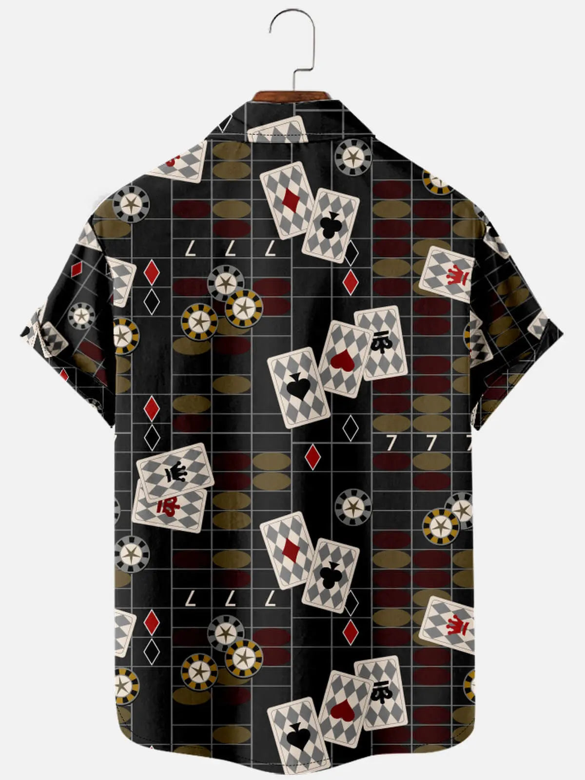 Tall Men's Casino Grid Pattern Short Sleeve Shirt Eleven Oasis